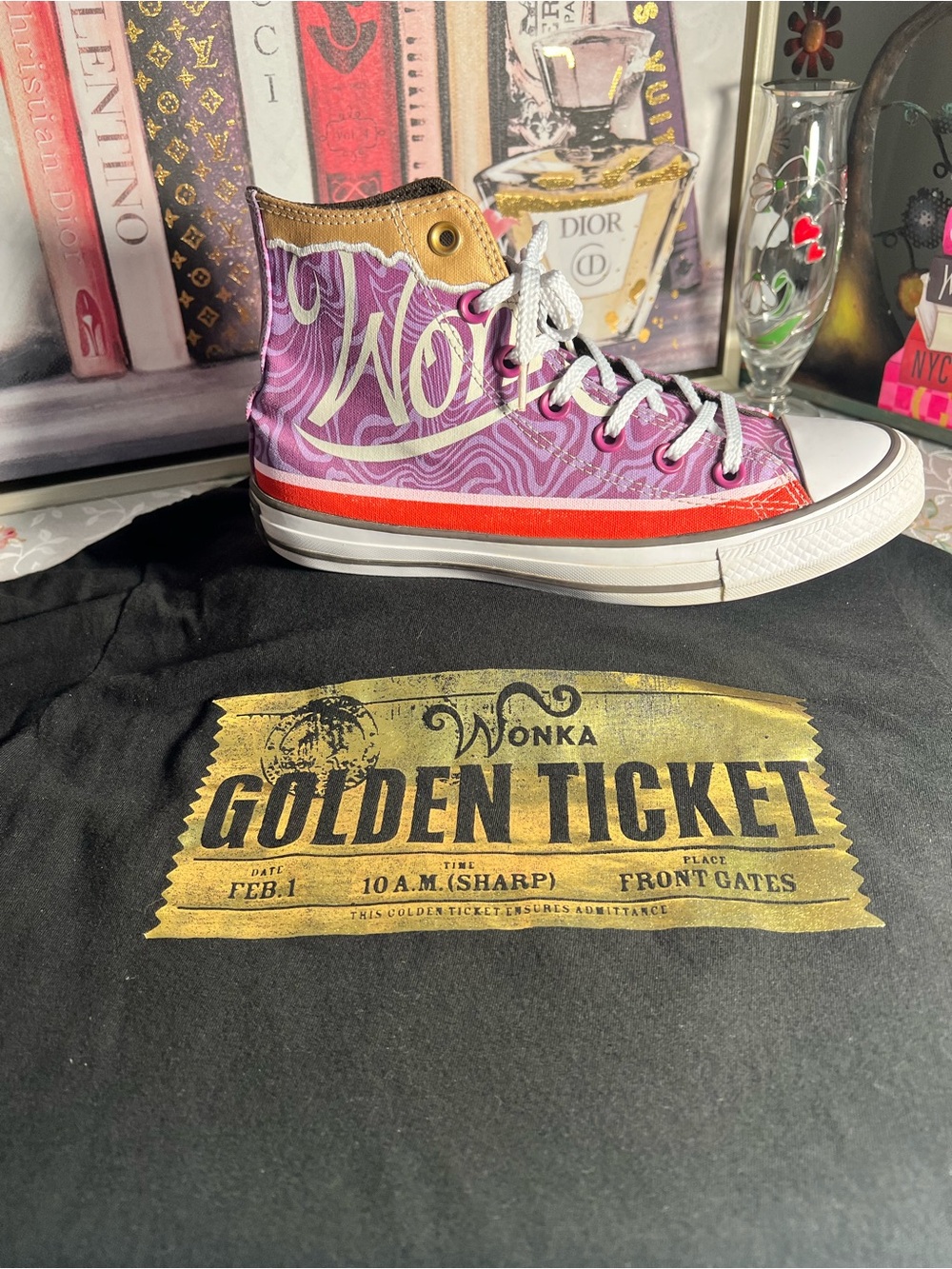 Converse x Wonka All Star Candy Swirl High-Top Sneakers w/Golden Ticket Accents - Picture 6 of 16